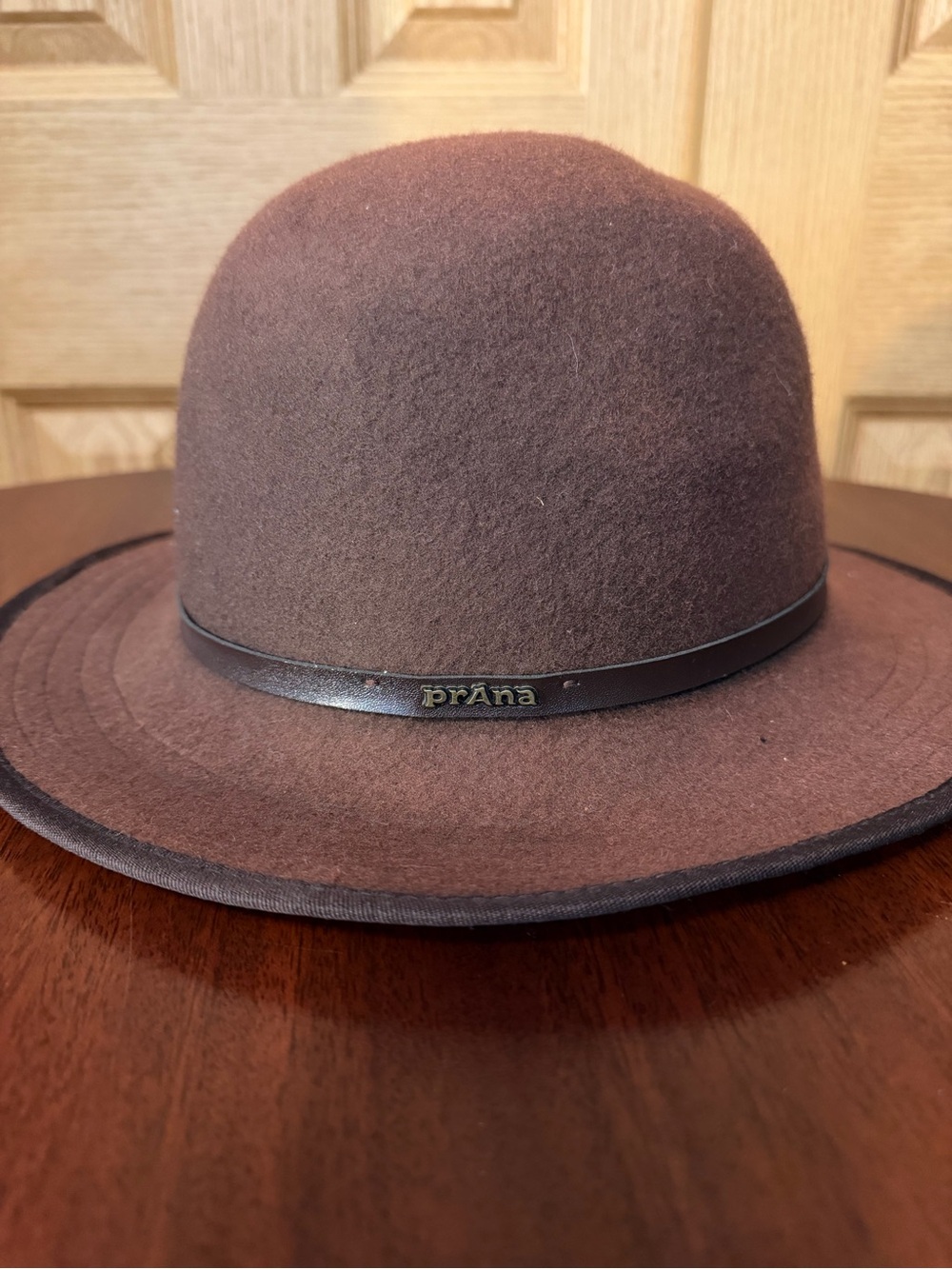 Prana Chocolate Brown Wool Felt Hat with Leather Band